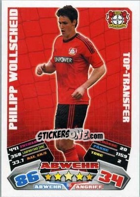 Cromo Philipp Wollscheid - German Football Bundesliga 2012-2013. Match Attax n. 185 - Topps