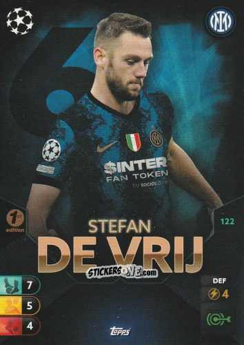 Figurina Stefan De Vrij - Total Football 2021-2022
 n. 122 - Topps
