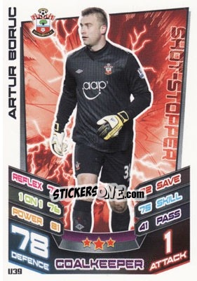 Sticker Artur Boruc - English Premier League 2012-2013. Match Attax Extra n. U39 - Topps