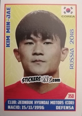 Sticker Kim Min-Jae - Copa Mundial Rusia 2018 n. 350 - COLECCIONA LO NUESTRO
