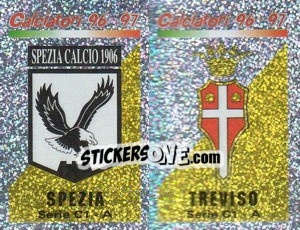 Figurina Scudetto Spezia/Treviso (a/b) - Calciatori 1996-1997 n. 582 - Panini