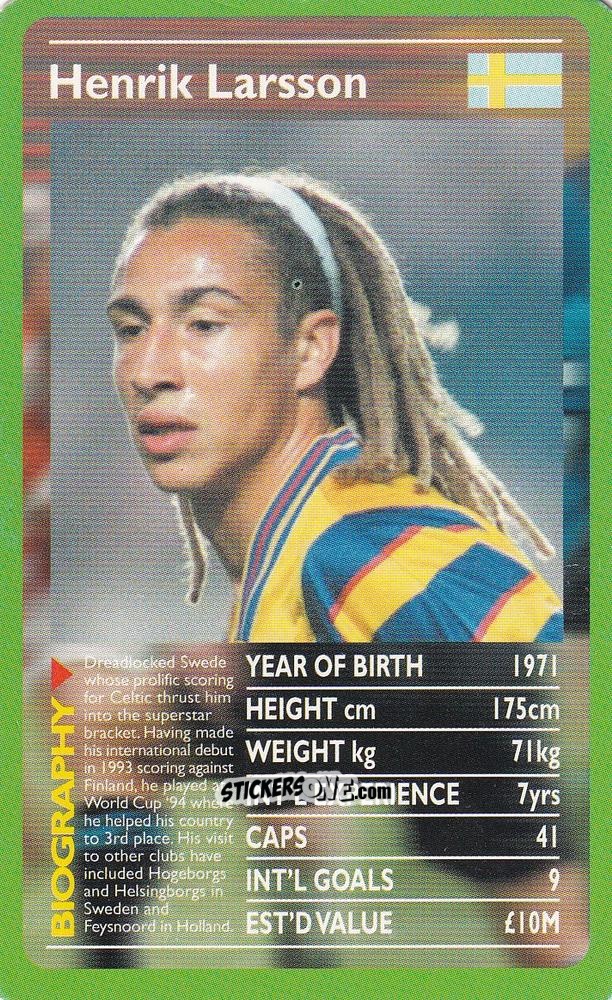Cromo Henrik Larsson - European Football Stars 2000 n. 30 - Top Trumps