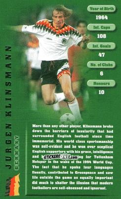 Figurina Jurgen Klinsmann - Football Legends 1 2005 n. 18 - Top Trumps