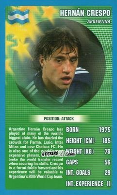 Figurina Hernan Crespo - World Football Stars 2006 n. 8 - Top Trumps