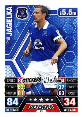 Figurina Phil Jagielka - English Premier League 2013-2014. Match Attax n. 93 - Topps