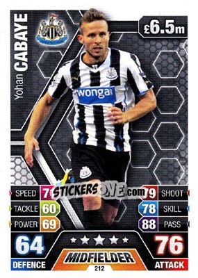 Figurina Yohan Cabaye - English Premier League 2013-2014. Match Attax n. 212 - Topps