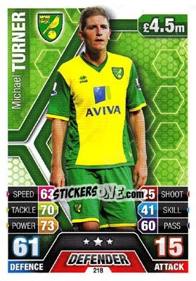 Cromo Michael Turner - English Premier League 2013-2014. Match Attax n. 218 - Topps