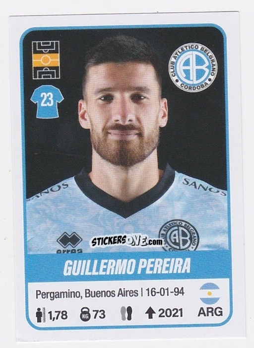 Sticker Guillermo Pereira - Fútbol Argentino 2023 n. 100 - Panini