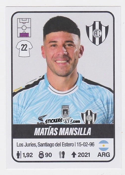 Figurina Matías Mansilla - Fútbol Argentino 2023 n. 124 - Panini