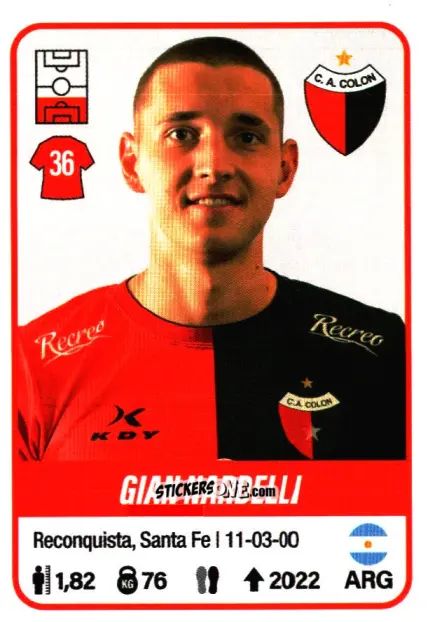 Cromo Gian Nardelli - Fútbol Argentino 2023 n. 142 - Panini