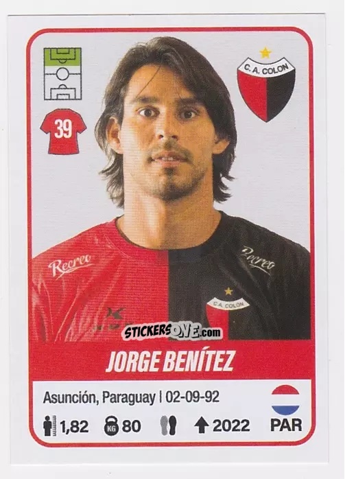 Cromo Jorge Benítez - Fútbol Argentino 2023 n. 154 - Panini
