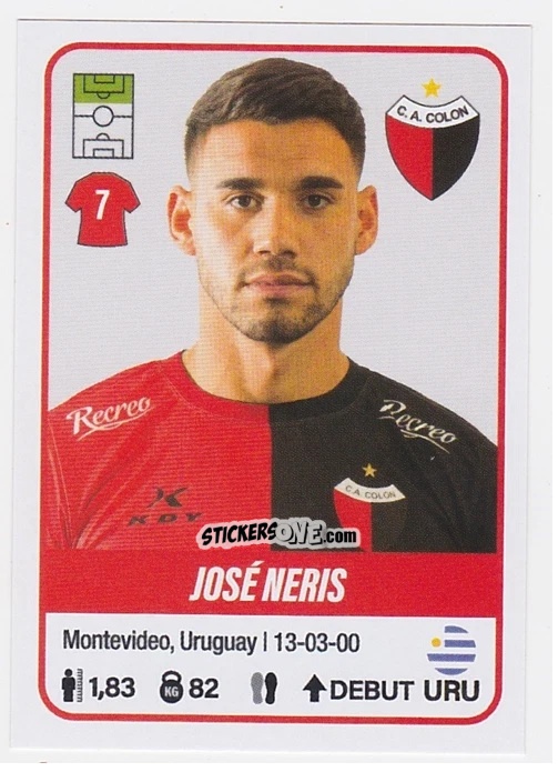 Cromo José Neris - Fútbol Argentino 2023 n. 156 - Panini