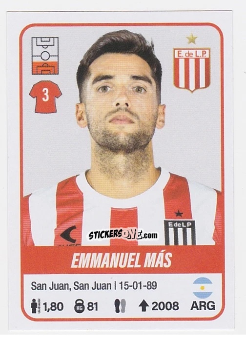 Sticker Emmanuel Más - Fútbol Argentino 2023 n. 180 - Panini