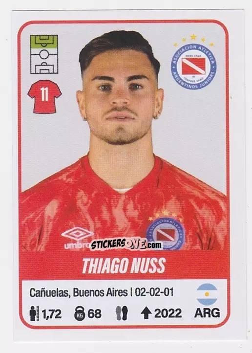 Sticker Thiago Nuss - Fútbol Argentino 2023 n. 20 - Panini
