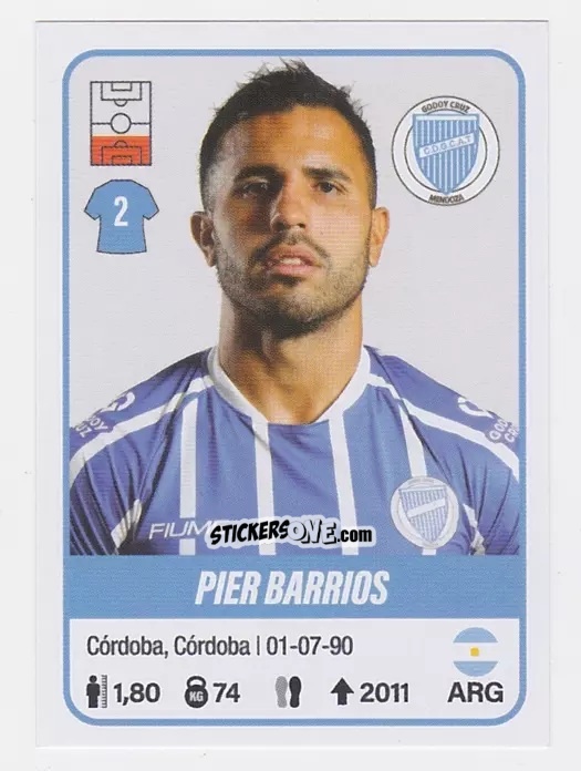 Sticker Pier Barrios - Fútbol Argentino 2023 n. 212 - Panini
