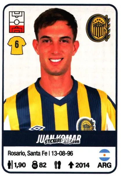 Cromo Juan Komar - Fútbol Argentino 2023 n. 365 - Panini