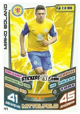Sticker Mirko Boland - German Fussball Bundesliga 2013-2014. Match Attax n. 47 - Topps
