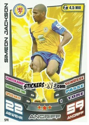 Sticker Simeon Jackson - German Fussball Bundesliga 2013-2014. Match Attax n. 54 - Topps