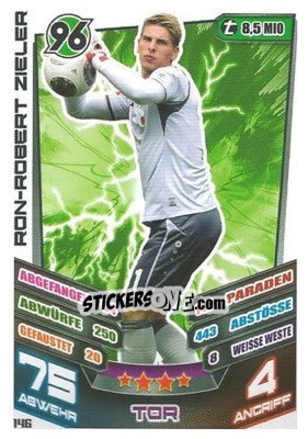 Sticker Ron-Robert Zieler - German Fussball Bundesliga 2013-2014. Match Attax n. 146 - Topps