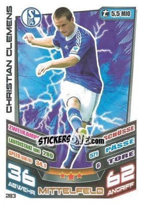 Figurina Christian Clemens - German Fussball Bundesliga 2013-2014. Match Attax n. 283 - Topps