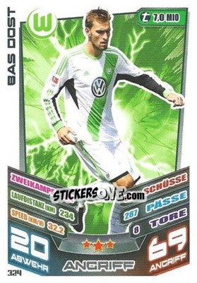 Sticker Bas Dost - German Fussball Bundesliga 2013-2014. Match Attax n. 324 - Topps