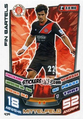 Cromo Fin Bartels - German Fussball Bundesliga 2013-2014. Match Attax n. 434 - Topps