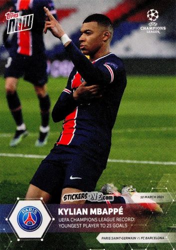 Sticker Kylian Mbappe - Now Uefa Champions League 2020-2021 n. 53 - Topps
