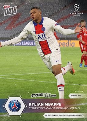 Sticker Kylian Mbappe - Now Uefa Champions League 2020-2021 n. 61 - Topps