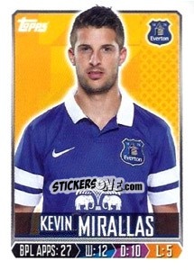Sticker Kevin Mirallas - Premier League Inglese 2013-2014 n. 98 - Topps
