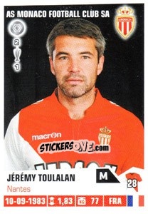 Cromo Jeremy Toulalan - FOOT 2013-2014 n. 236 - Panini