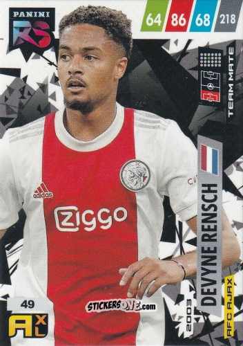 Cromo Devyne Rensch - Fifa 365 2022 - Rising Stars n. 49 - Panini
