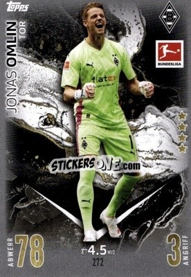 Figurina Jonas Omlin - German Fussball Bundesliga 2023-2024. Match Attax
 n. 272 - Topps