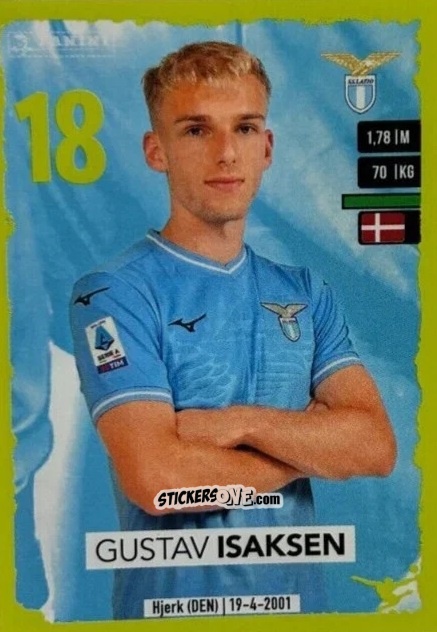 Figurina Gustav Isaksen (Upgrade) - Calciatori 2023-2024
 n. U22 - Panini