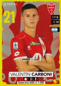 Sticker Valentin Carboni (Upgrade) - Calciatori 2023-2024
 n. U28 - Panini