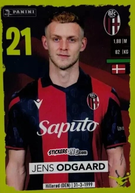 Sticker Jens Odgaard (Bologna) - Calciatori 2023-2024
 n. U42 - Panini