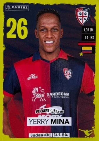Sticker Yerry Mina (Cagliari) - Calciatori 2023-2024
 n. U44 - Panini