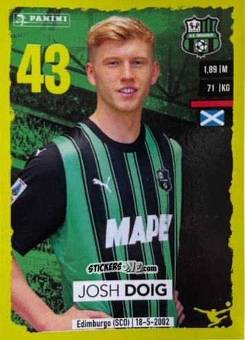 Sticker Josh Doig (Sassuolo) - Calciatori 2023-2024
 n. U76 - Panini