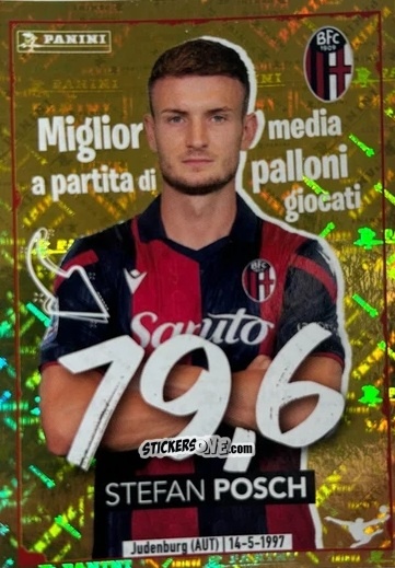 Sticker Stefan Posch - Calciatori 2023-2024
 n. 42g - Panini