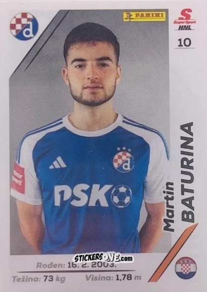 Sticker Martin Baturina - Hrvatska Hnl Nogometna Liga 2023-2024 n. 54 - Panini