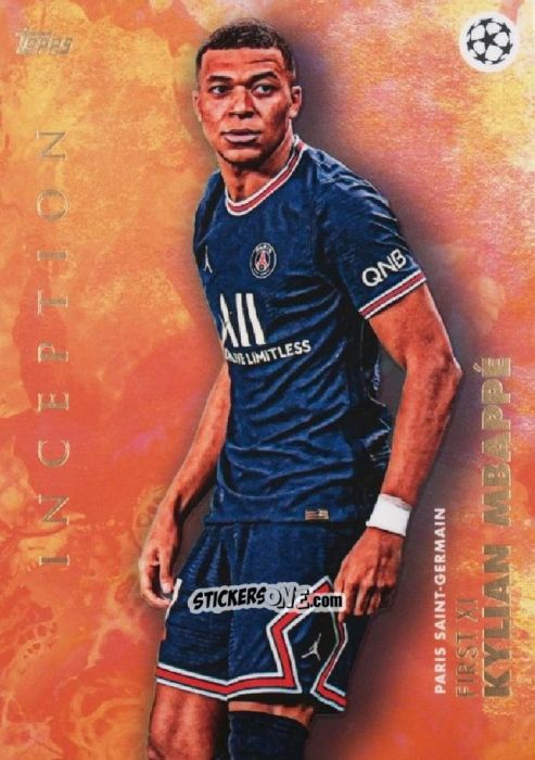 Sticker Kylian Mbappé - Inception Uefa Club Competitions 2021-2022 n. 16 - Topps