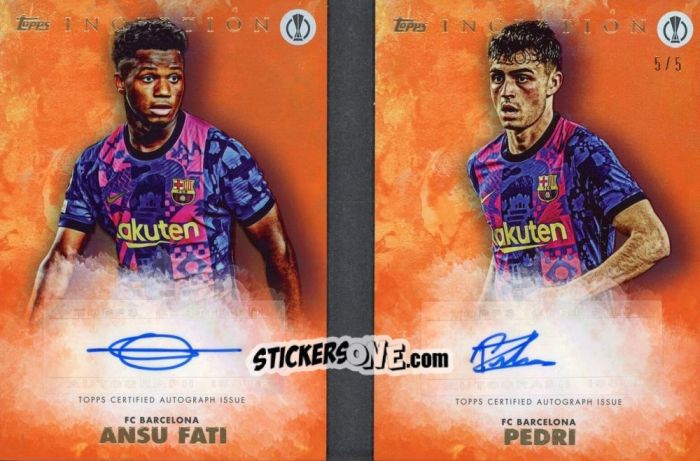 Sticker Pedri / Ansu Fati - Inception Uefa Club Competitions 2021-2022 n. DBA8r - Topps