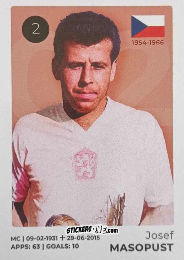 Cromo Josef Masopust - The Ultimate Collection of the Former National Football Teams
 n. 2 - Stickito