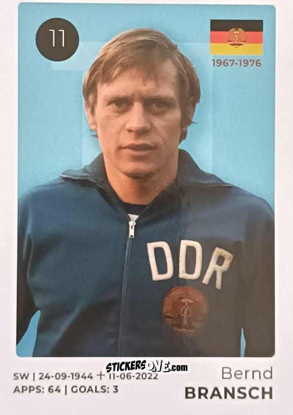 Sticker Bernd Bransch - The Ultimate Collection of the Former National Football Teams
 n. 11 - Stickito