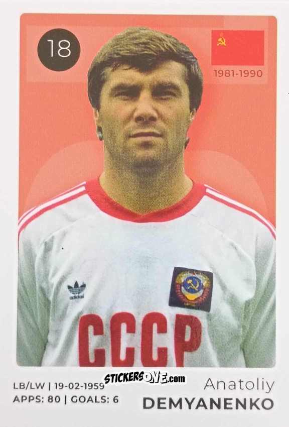 Cromo Anatoliy Demyanenko - The Ultimate Collection of the Former National Football Teams
 n. 18 - Stickito