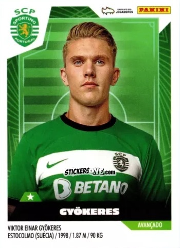 Sticker Viktor Gyökeres - Futebol 2023-2024
 n. 321 - Panini