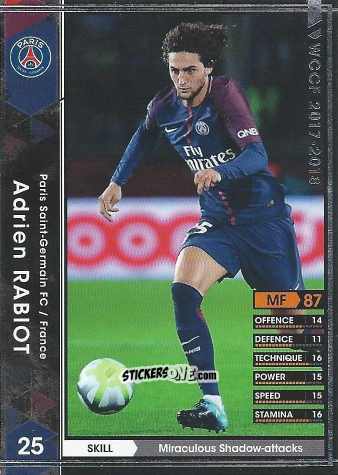 Cromo Adrien Rabiot - Sega World Club Champion Football 2017-2018
 n. 60 - Panini