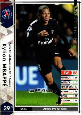 Sticker Kylian Mbappé - Sega World Club Champion Football 2017-2018
 n. EXTRA1 - Panini