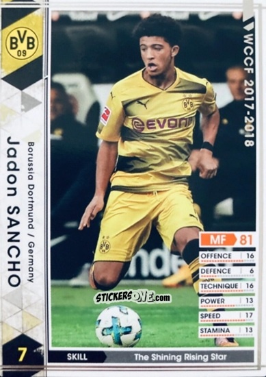 Cromo Jaydon Sancho - Sega World Club Champion Football 2017-2018
 n. A015 - Panini