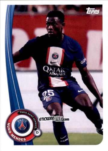 Sticker Nuno Mendes - Paris-Saint Germain Fan Set 2022-2023 n. PA-5 - Topps