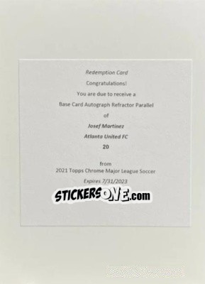 Cromo Josef Martínez - Chrome MLS 2021
 n. ARE20 - Topps